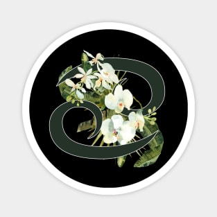 Cancer Horoscope Zodiac White Orchid Design Magnet